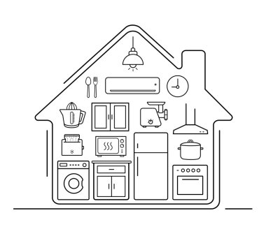 Modern mutfak eşyaları Icons set