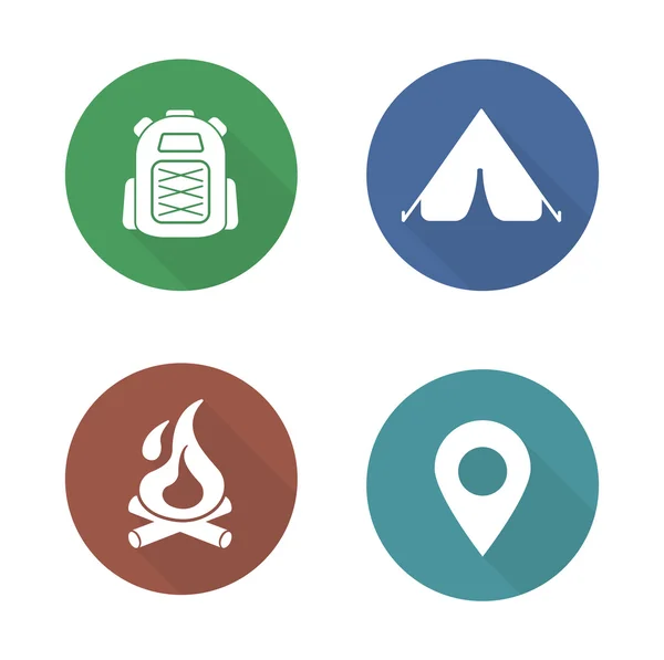Camping, conjunto de iconos de viaje — Vector de stock