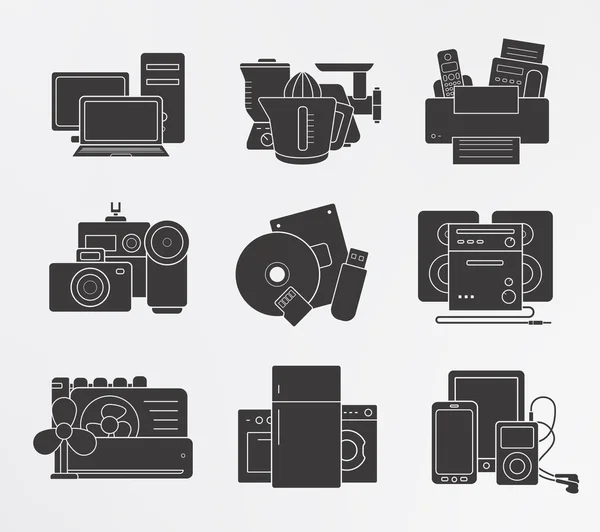 Inicio electrónica iconos conjunto . — Vector de stock