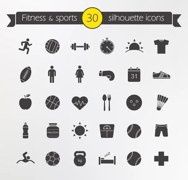 Fitness, spor Icons set — Stok Vektör