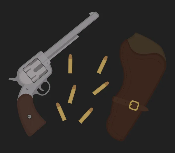 Revolver divokého západu s odrážkami — Stockový vektor