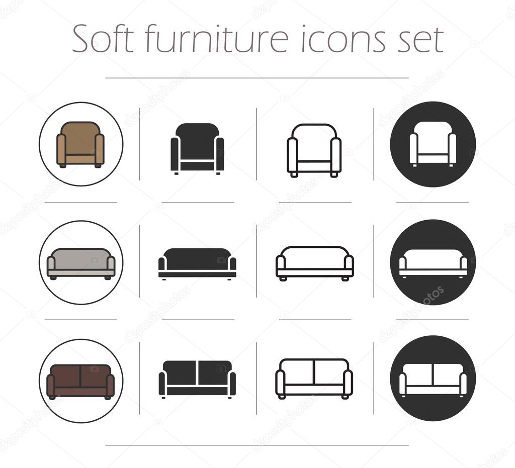 Soft furnishing icons set