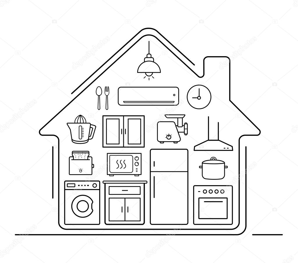 Modern kitchenware icons set