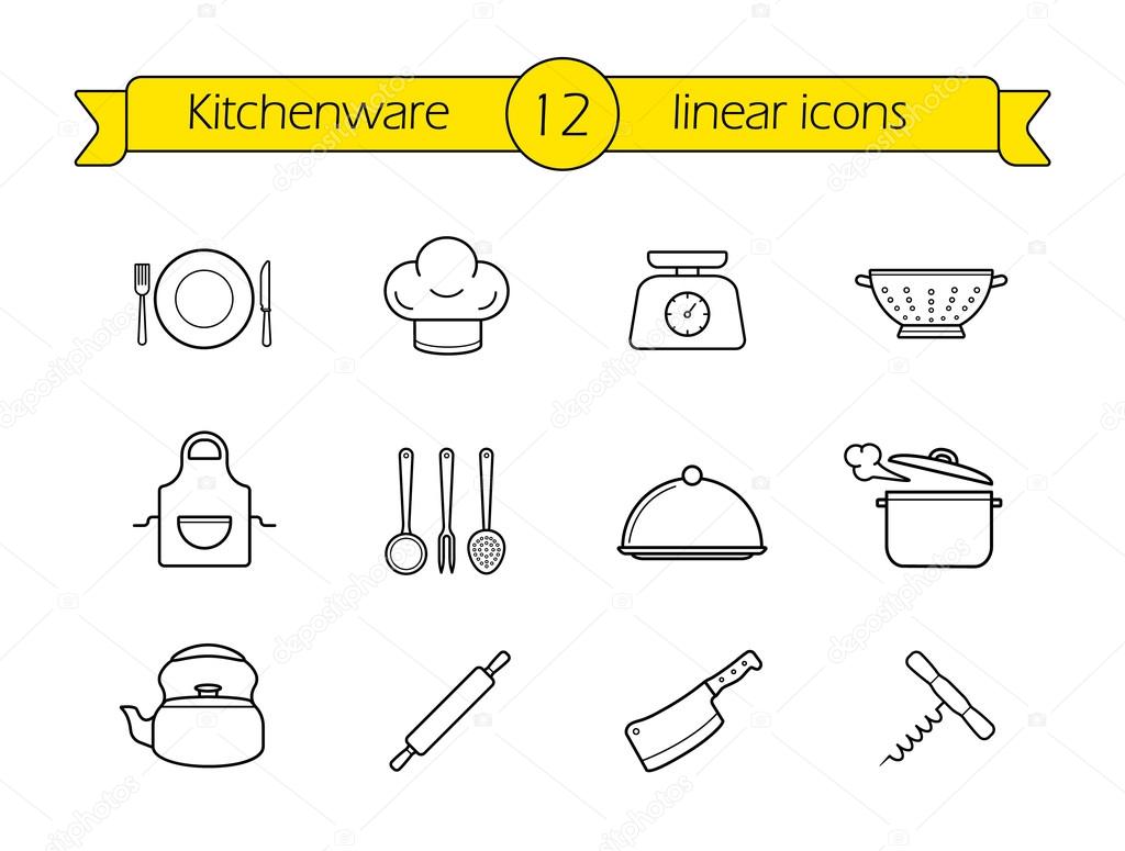 Kitchenware icons set