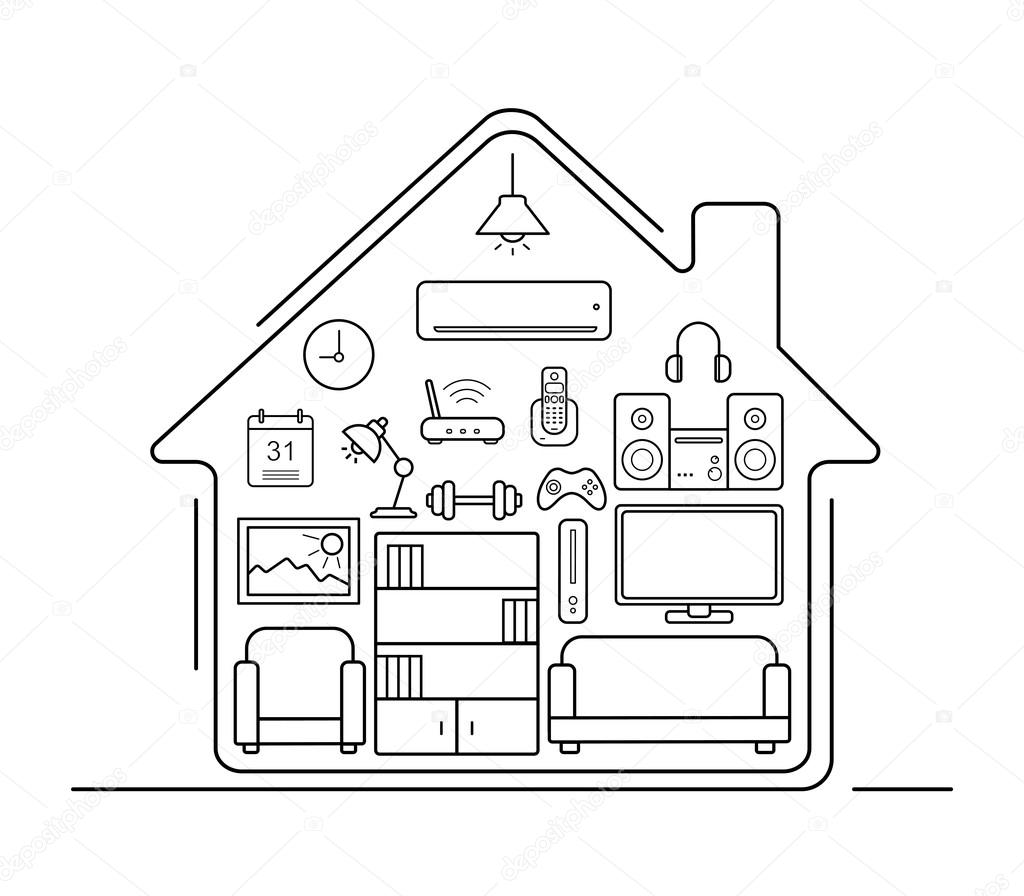 Modern home interior icons