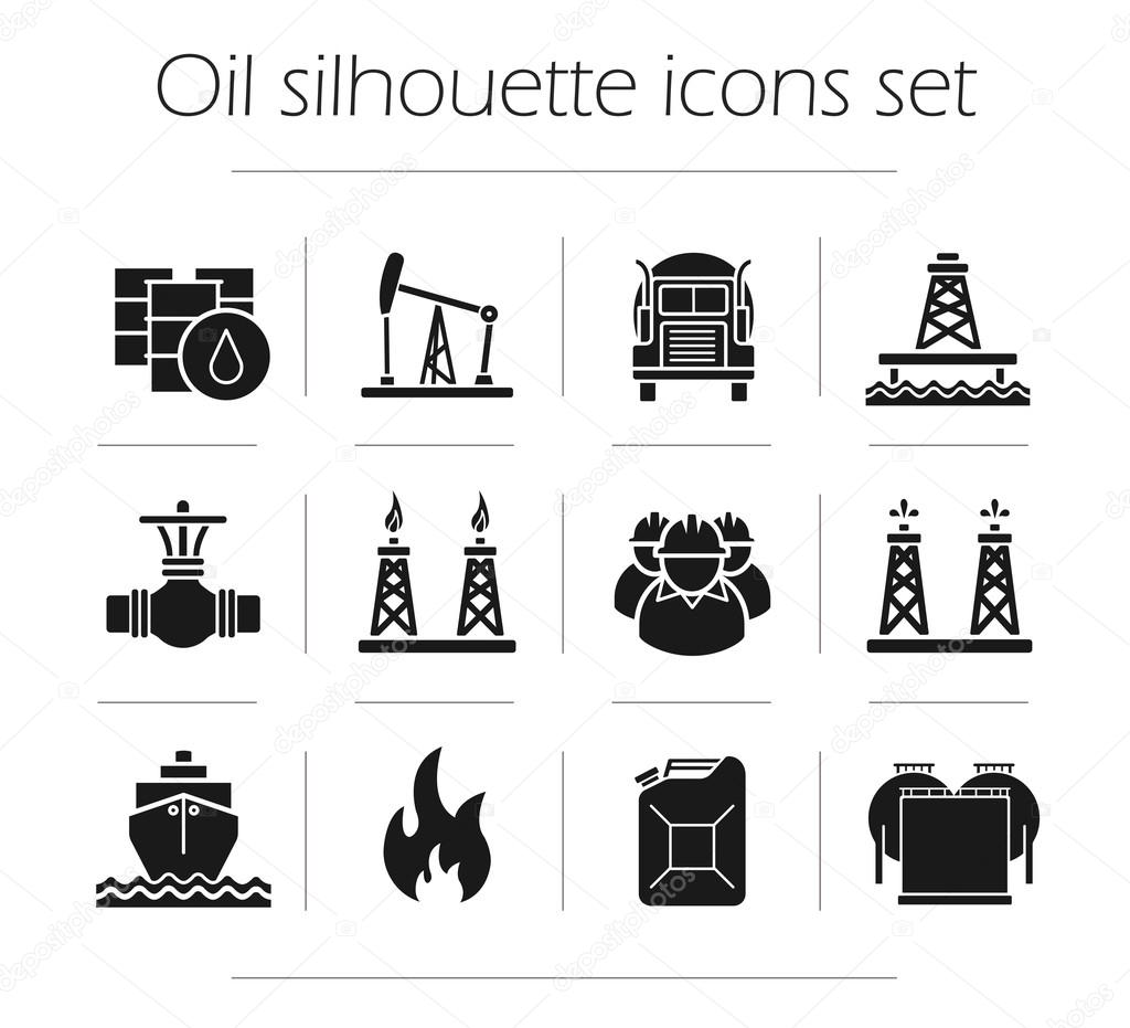 Oil production icons set