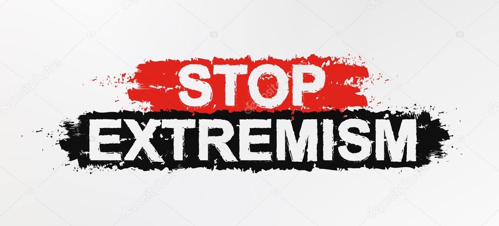 Stop extremism graffiti sign