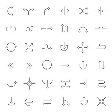 Arrows set. Thin line