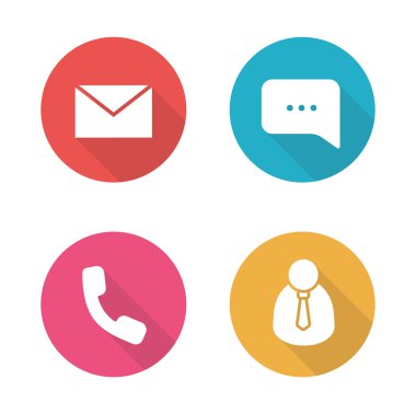 Teknik destek düz tasarım simgeleri ayarlandı