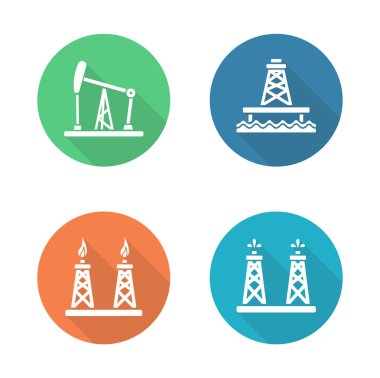 Petrol endüstrisi düz tasarım simgeleri