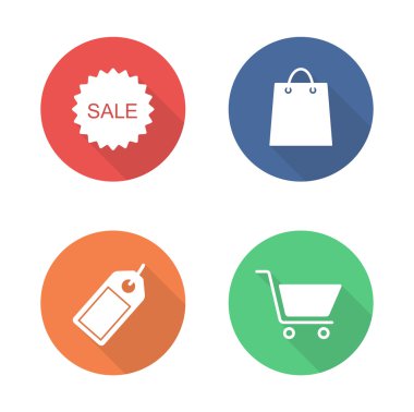 Shopping flat design icons set