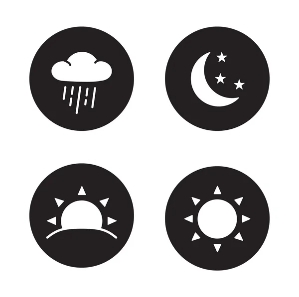Iconos de silueta negra hora del día — Vector de stock