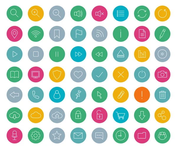 Digital linear icons set. Color