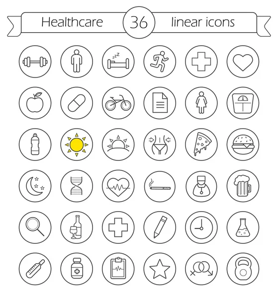 Ensemble d'icônes linéaires de soins de santé — Image vectorielle