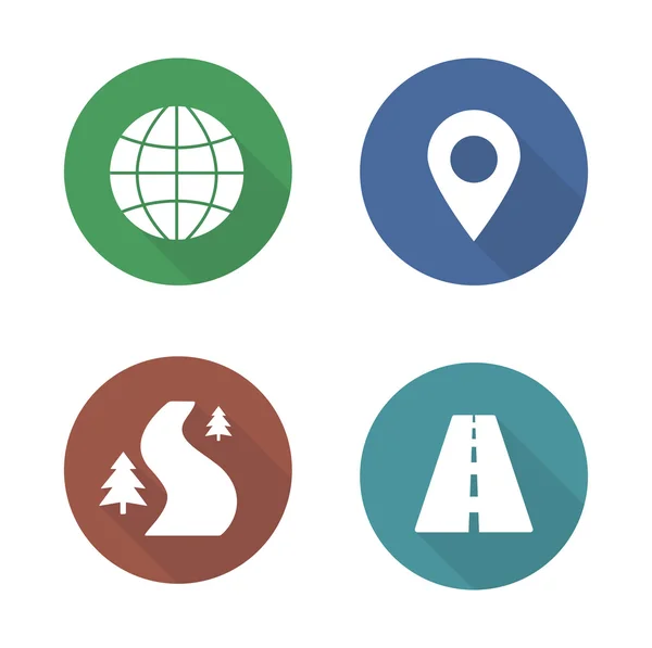 Map navigation flat design icons set — Stock Vector