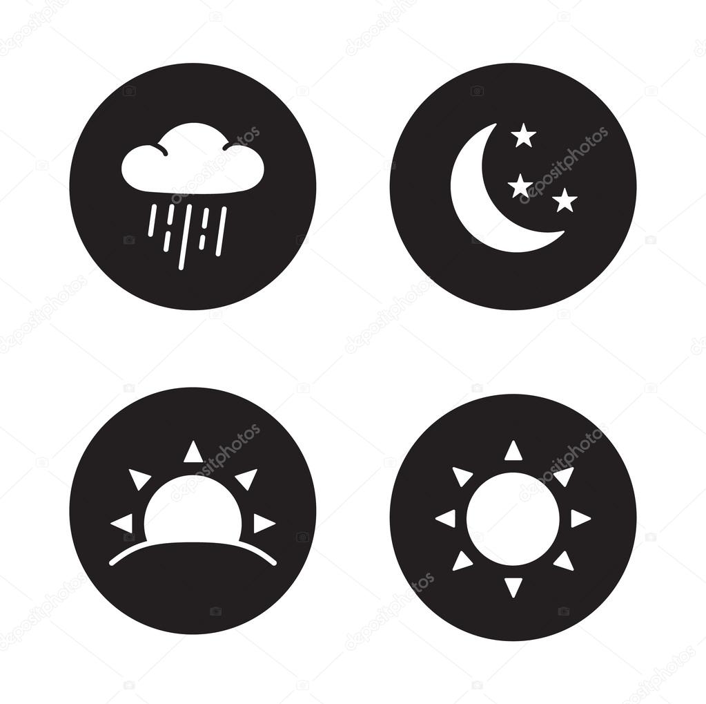 Time of day black silhouette icons