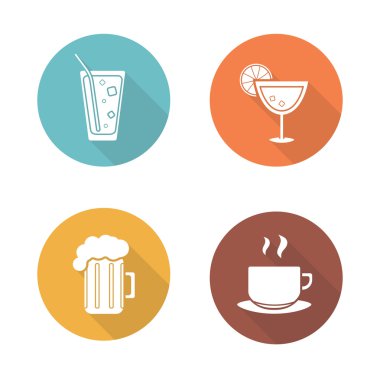 Drinks flat icons set
