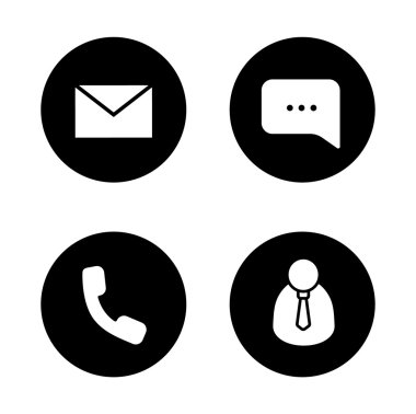 Tech support black icons set