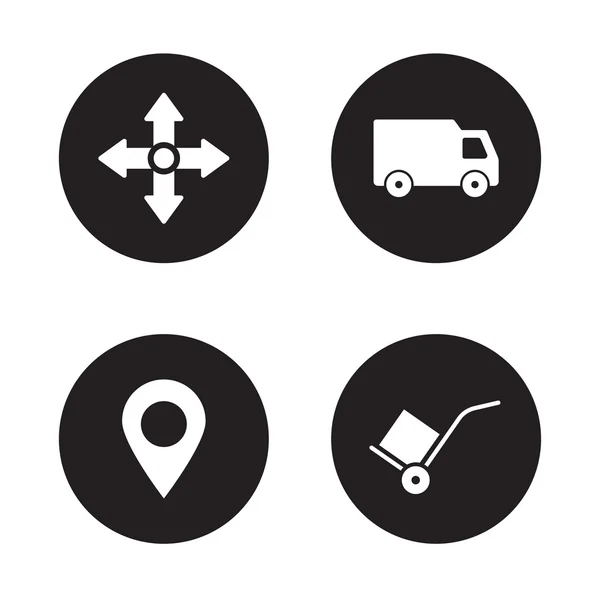 Delivery service black icons set — Stok Vektör