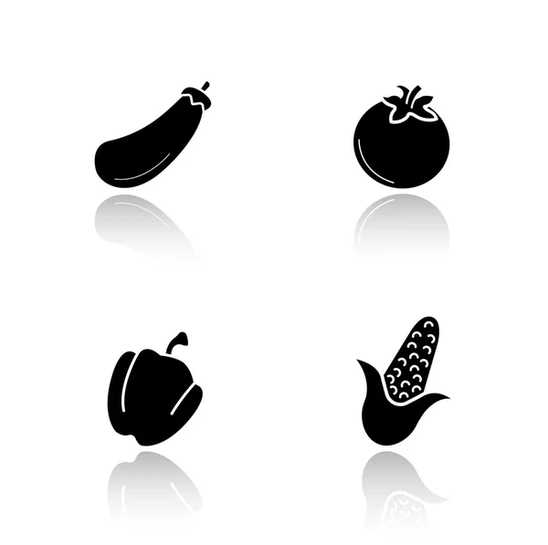 Vegetables shadow icons set — Διανυσματικό Αρχείο