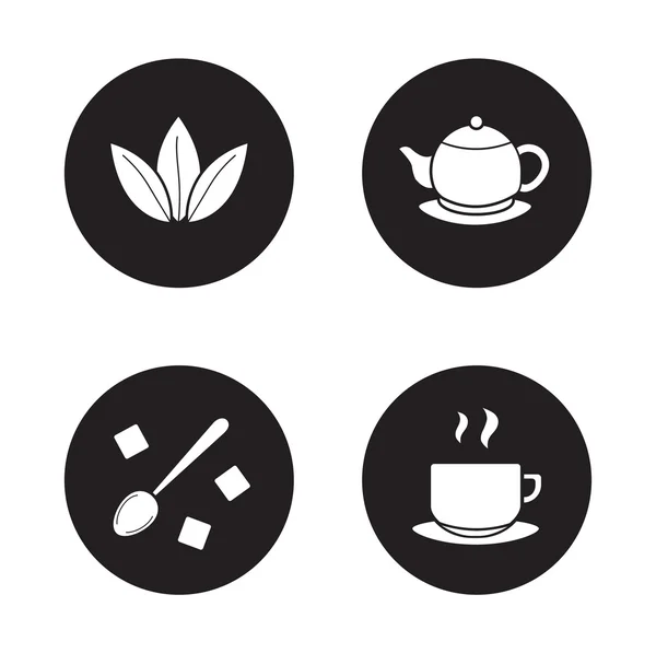 Tea drink simple icons set — Stockový vektor