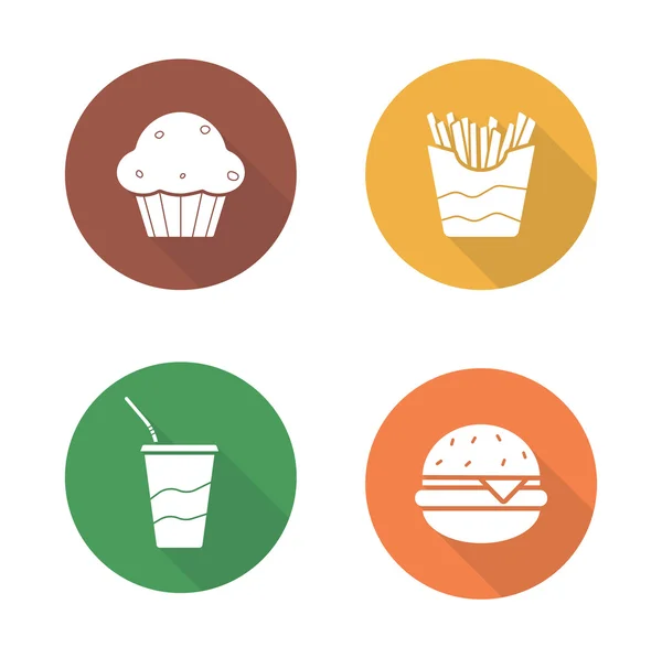 Fast-Food-Flat Icons gesetzt — Stockvektor