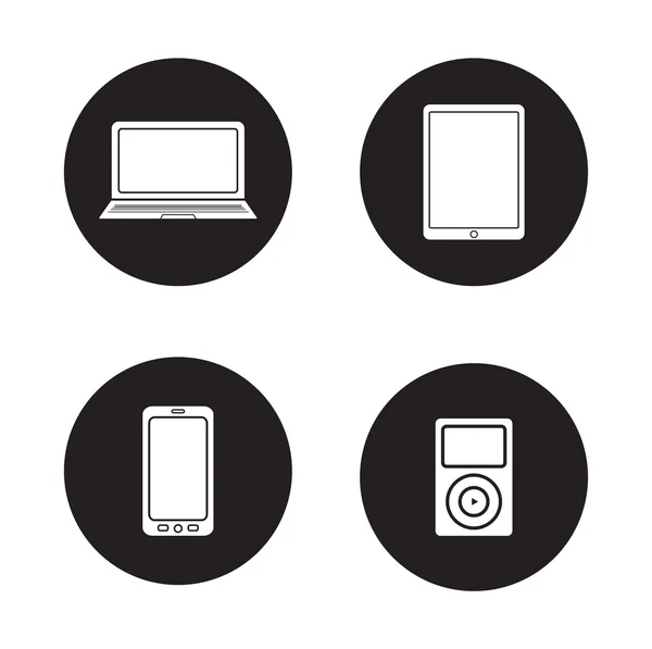 Gadgets modernes icônes noires ensemble — Image vectorielle