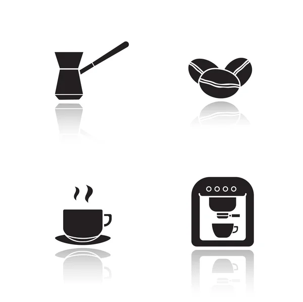 Pasang ikon peralatan kopi yang ditata - Stok Vektor