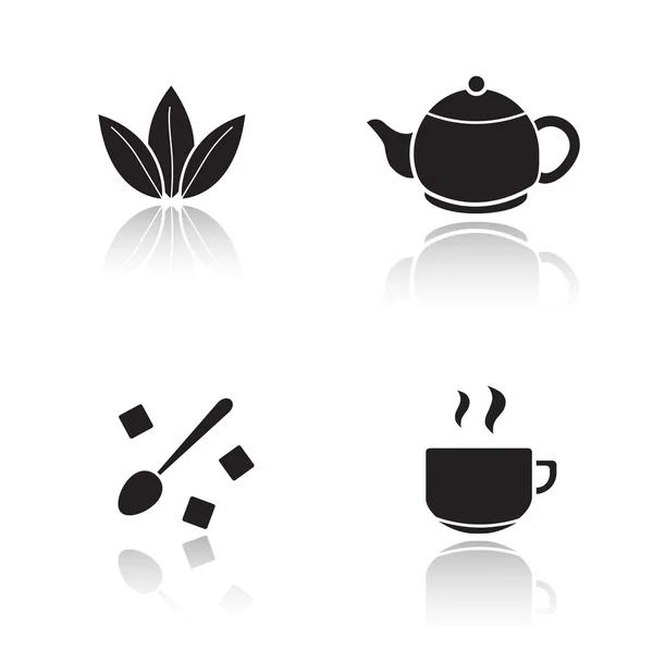 Conjunto de iconos de accesorios de té — Vector de stock