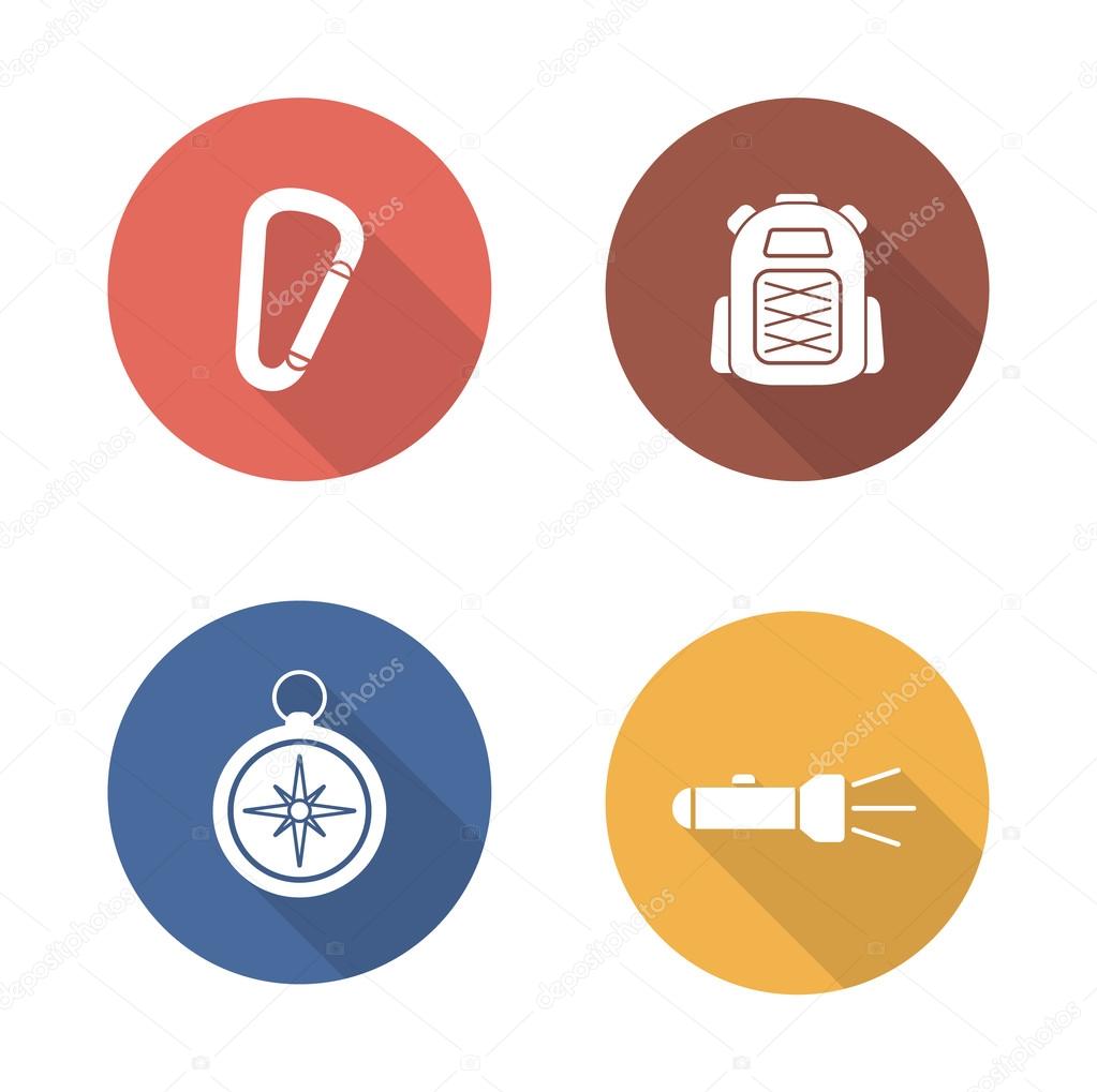 Hiking and travel icons set