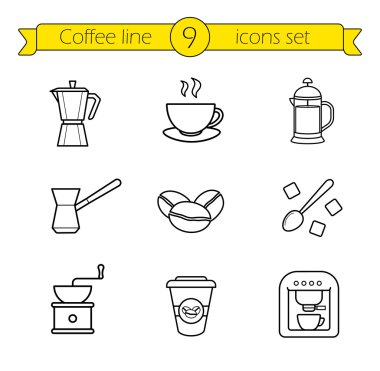 Kahve içecek Icons set