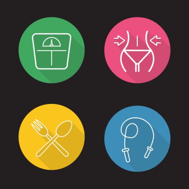 Women fitness icons set