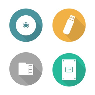 Digital data storage devices icons