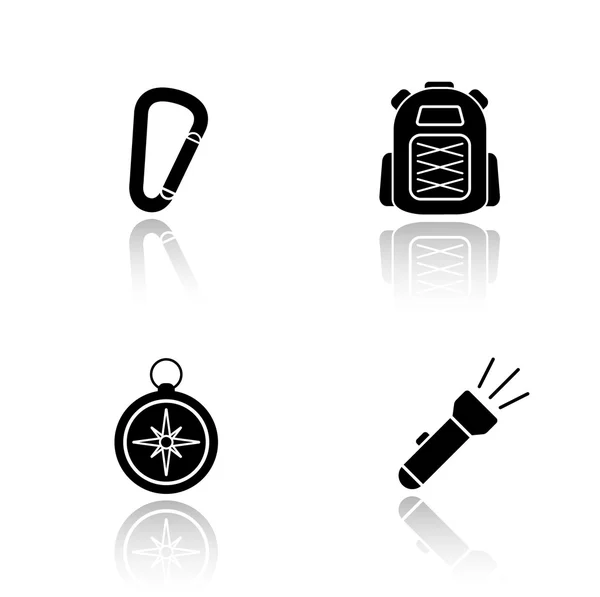 Conjunto de ícones de caminhadas e viagens — Vetor de Stock