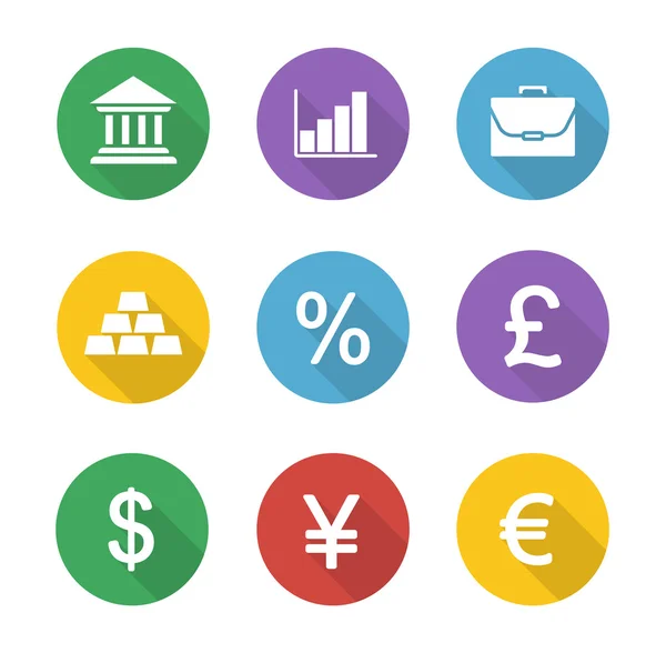 Icone finanziarie e bancarie impostate — Vettoriale Stock