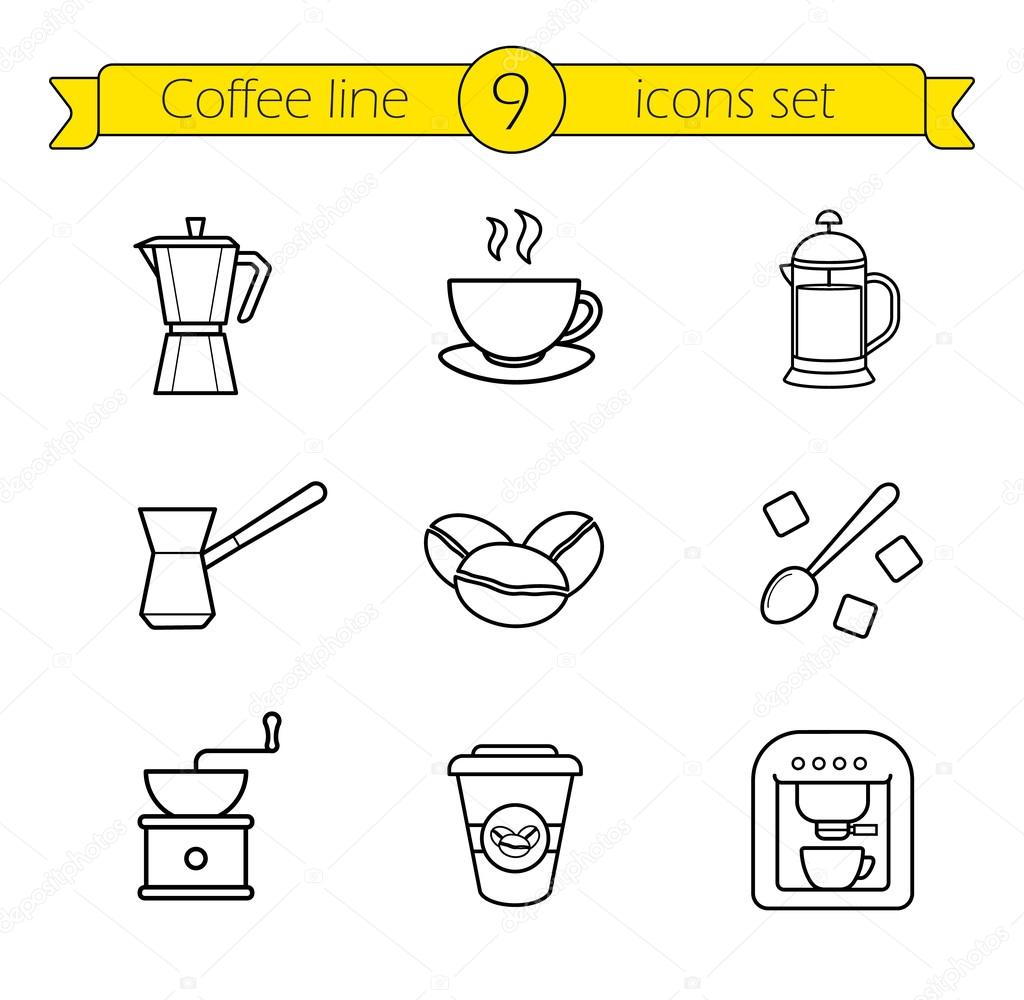 Coffee drink icons set