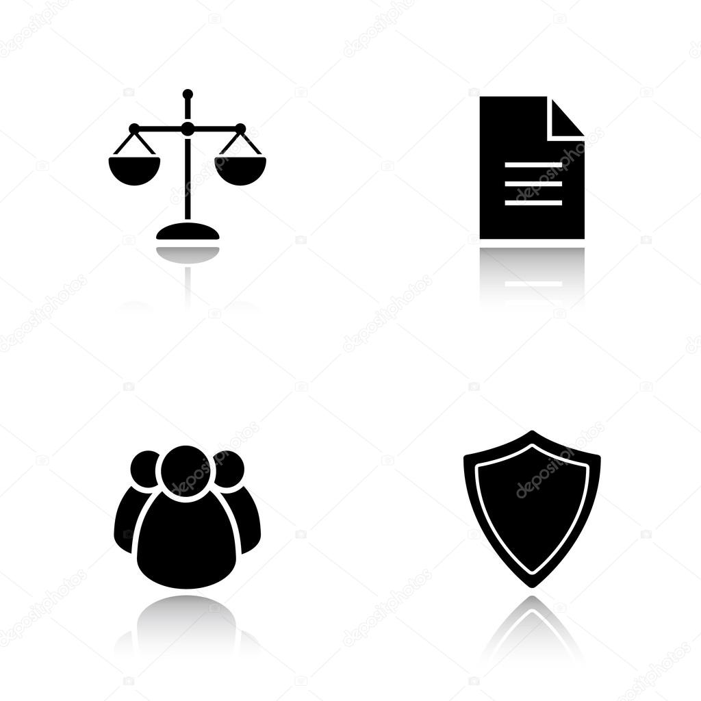 Lawyer and justice icons set