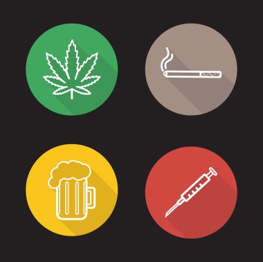 Kötü alışkanlıkları doğrusal Icons set