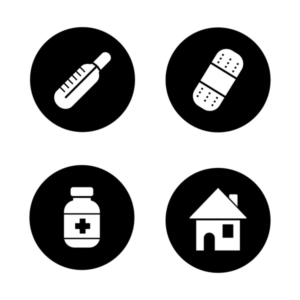Icones de itens de tórax medicina conjunto —  Vetores de Stock