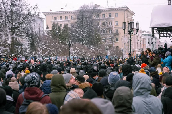 2021年1月23日 针对普京及其朋友的抗议集会 为阿列克谢 纳瓦尔尼辩护 — 图库照片