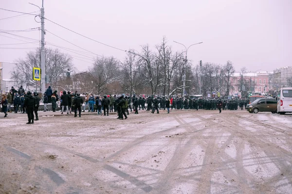 Niżnij Nowogród Rosja Stycznia 2021 Protest Przeciwko Putinowi Jego Przyjaciołom — Zdjęcie stockowe