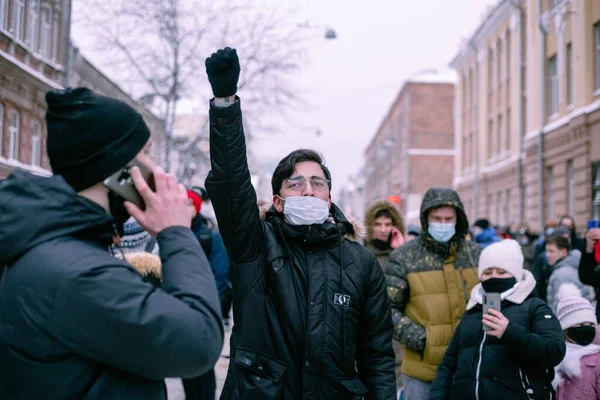 Nizhniy Novgorod Rússia Janeiro 2021 Protesto Contra Putin Seus Amigos — Fotografia de Stock