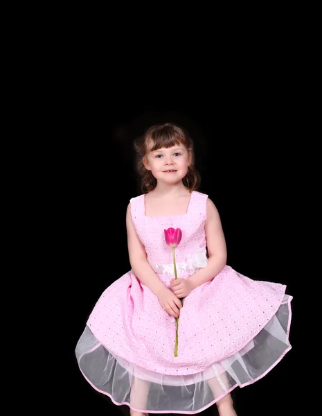 Happy young girl posing in dress isolated — Stock Photo, Image