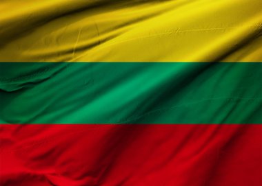 Litvanya bayrağı rüzgarda dalgalanıyor. Arkaplan dokusu. Litvanya. 3d Illustration. 3 boyutlu görüntüleme. Litwa