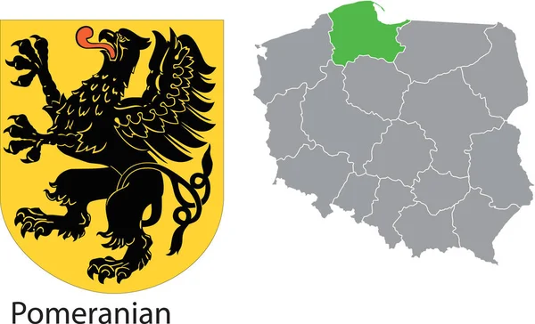 Rysunek Wektorowy Godła Obszaru Lokalizacji Mapie Kraju Mapa Polski Konturem — Wektor stockowy