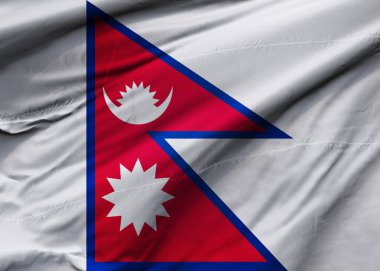 Nepal Federal Demokratik Cumhuriyeti rüzgarda savruluyor. Arkaplan dokusu. Katmandu. 3d Illustration. 3d Hazırlama.