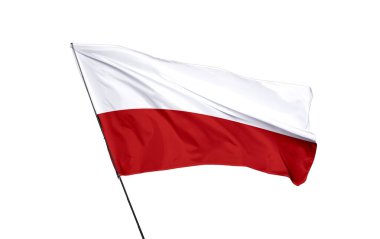 Polonya Cumhuriyeti bayrağı rüzgarda dalgalanıyor. Arkaplan dokusu. Varşova. 3d Illustration. 3d Hazırlama.