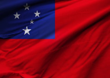 Bağımsız Samoa Eyaleti bayrağı rüzgarda dalgalanıyor. Arkaplan dokusu. Apia. 3d Illustration. 3d Hazırlama.