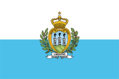 San Marino Cumhuriyeti bayrağı rüzgarda dalgalanıyor. Arkaplan dokusu. San Marino, Dogana. 3d Illustration. 3d Hazırlama.