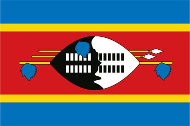 Eswatini Krallığı bayrağı rüzgarda dalgalanıyor. Arkaplan dokusu. Mbabane, Lobamba, Mbabane. 3d Illustration. 3d Hazırlama.